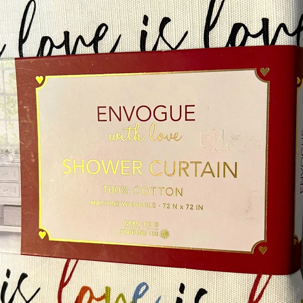 ENVOGUE 𝐿𝑜𝑣𝑒 𝑖𝑠 𝐿𝑜𝑣𝑒 𝐶ℎ𝑒𝑒𝑟𝑓𝑢𝑙 SHOWER CURTAIN NWT